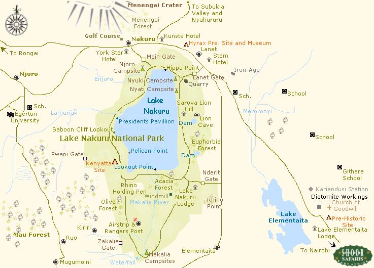 Map of Lake Nakuru National Park and its Environs