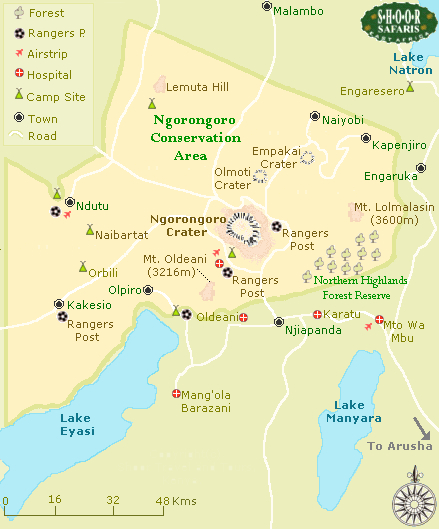 Map showing Ngorongoro Conservation Area